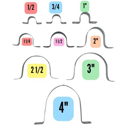 Imagem de Abraçadeira Tipo U Metal Para Tubos 1/2, 3/4, 1", 2", 3", 4" C/ 100 Unidades