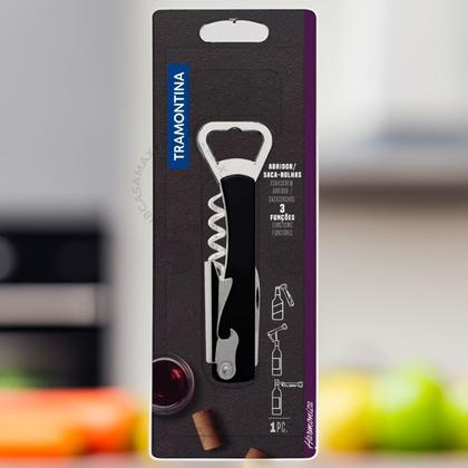 Imagem de Abridor Com Saca Rolhas E Canivete Tramontina Harmoniza Com Lâminas Em Aço Inox