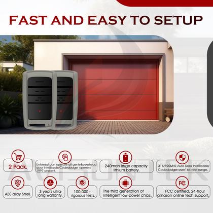 Imagem de Abridor de garagem, pacote com 2 unidades, Avisontek O3T-BX/O3T-A 315/390MHz