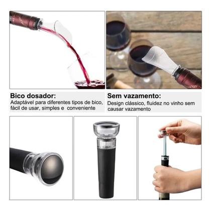 Imagem de Abridor De Garrafa Elétrico Inox USB Saca Rolha Para Vinho Com Cortador De Lacre e Kit Acessórios