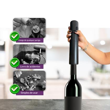 Imagem de Abridor de Garrafa Vinho Automático Saca Rolhas Elétrico