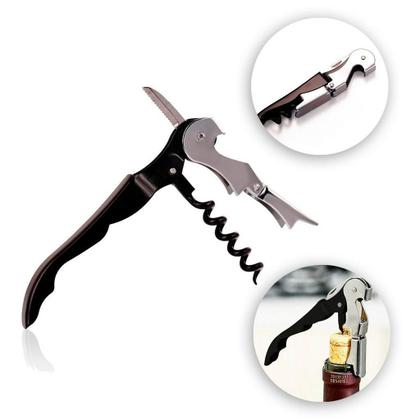 Imagem de Abridor de Garrafas Saca Rolhas Metal 3 em 1 com Canivete
