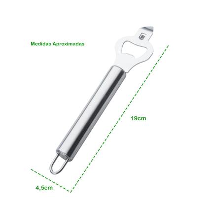 Imagem de Abridor De Lata E Garrafa Aço Inox Manual Com Cabo