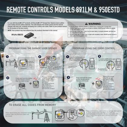Imagem de Abridor de porta de garagem remoto Avisontek 950ESTD Security+2.0 MyQ