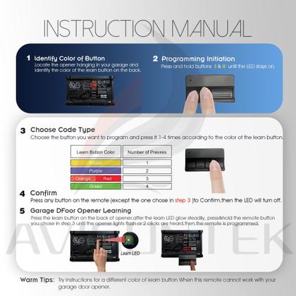 Imagem de Abridor de porta de garagem remoto Avisontek 971LM 973LM 371LM 373LM