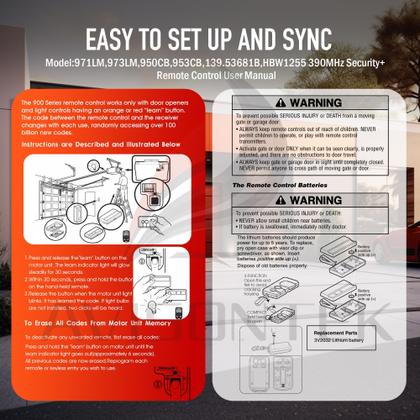 Imagem de Abridor de porta de garagem remoto Avisontek 971LM para LiftMaster