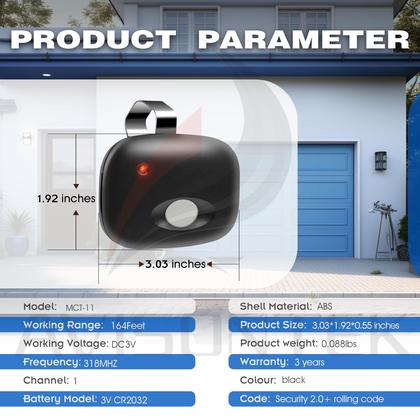 Imagem de Abridor de porta de garagem remoto Avisontek MCT-11 Megacode x3