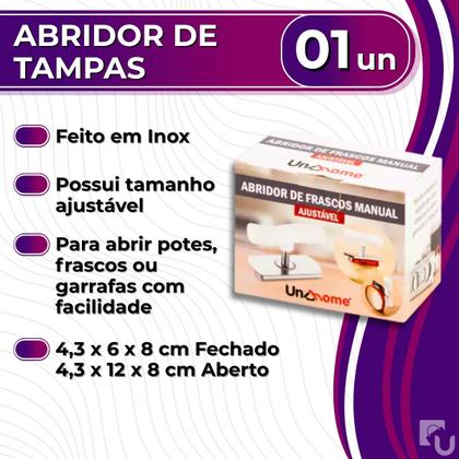 Imagem de Abridor De Tampas Frascos Potes De Vidro Conservas Compotas Garrafas Inox Ajustável - Uny Home