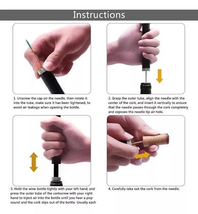 Imagem de Abridor De Vinho Pressão De Ar  Saca Rolhas Garrafa De Vinho