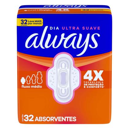 Imagem de Absorvente Always Dia Ultra Suave com Abas Fluxo Médio 32 Unidades
