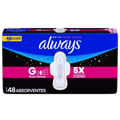 Imagem de Absorvente Always Noite Ultra Suave com Abas Fluxo Intenso 48 Unidades