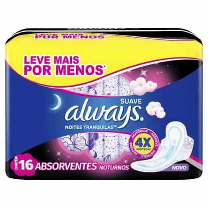 Imagem de Absorvente always noites tranquilas suave com abas com 16 unidades