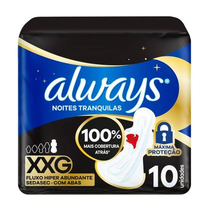 Imagem de Absorvente Always Noites Tranquilas Suave com Abas Tamanho XXG 10 Unidades