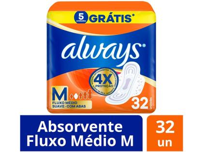 Imagem de Absorvente Always Suave M com Abas 32 unidades