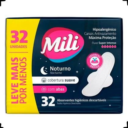 Imagem de Absorvente com Abas Suave Mili Dia & Noite Pacote 32 Unidades Leve Mais Pague Menos (Kit com 3)