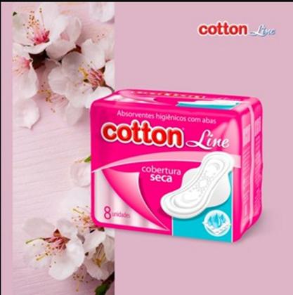 Imagem de Absorvente Cotton Cobertura Seca - Com Aba - Kit 3 - 8 Un