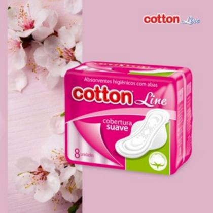 Imagem de Absorvente Cotton Cobertura Seca - Com Abas - 8un