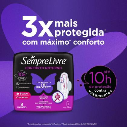 Imagem de Absorvente Externo Sempre Livre Adapt Plus Noite e Dia Cobertura Suave com Abas 32 Unidades