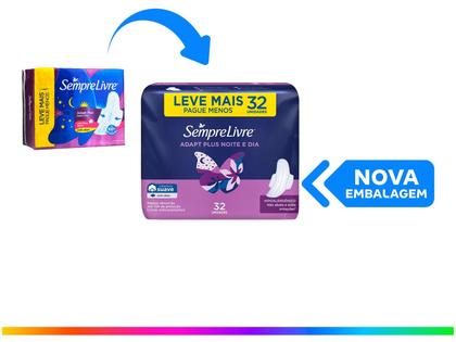 Imagem de Absorvente Externo Sempre Livre Adapt Plus  - Noite e Dia Suave com Abas 32 unidades