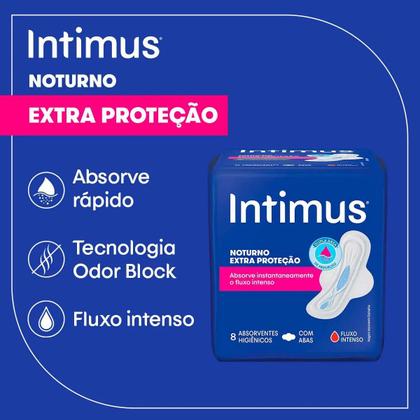 Imagem de Absorvente Intimus Noturno Cobertura Seca Com Abas com 30 unidades