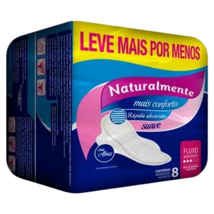 Imagem de Absorvente Naturalmente Gel Kit 12 Pacotes com 8 Unid Mais Conforto e Proteção Fluxo Moderado