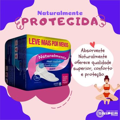 Imagem de Absorvente Naturalmente Gel Kit 12 Pacotes com 8 Unid Mais Conforto e Proteção Fluxo Moderado