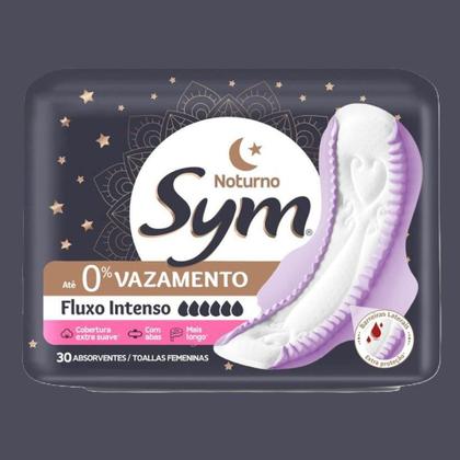 Imagem de Absorvente Noturno 3D Gel Suave Fluxo Intenso com Abas Sym 30 Unidades