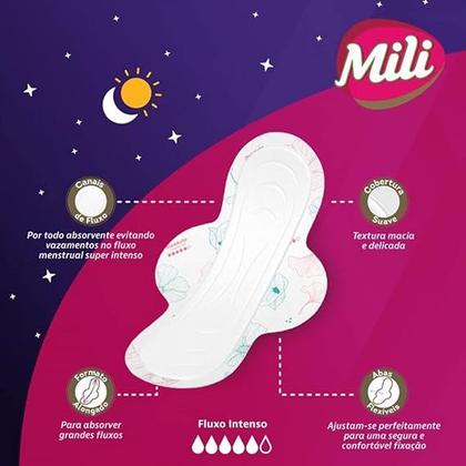 Imagem de Absorvente Noturno Mili Suave com Abas 32 Unidades Máxima Proteção e Conforto