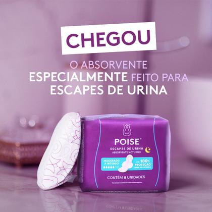 Imagem de Absorvente Noturno Poise Escapes de Urina Moderado A Intenso com 8 Unidades