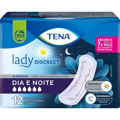 Imagem de Absorvente para Incontinência Urinária Tena Lady Discreet Dia e Noite 12 Unidades