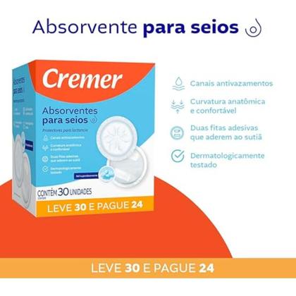 Imagem de Absorvente para Seios leve 30 pague 24 - Cremer