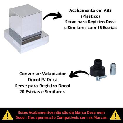 Imagem de Acabamento ABS Quadrado Registro Base Docol Volante Cromado