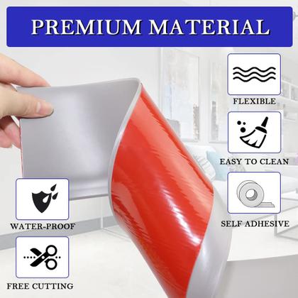 Imagem de Acabamento de moldagem de rodapé LSGCQ flexível de 10 cm x 12 m, cinza de vinil