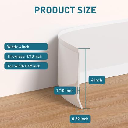 Imagem de Acabamento de moldagem de rodapé PATTENGO Base de parede de vinil de 10 cm x 12 m
