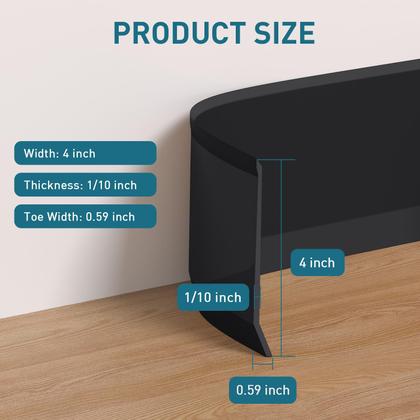 Imagem de Acabamento de rodapé flexível PATTENGO 10 cm x 6 m em vinil preto