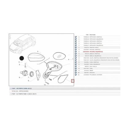 Imagem de Acabamento Direito Moldura Retrovisor Fiat Punto Original