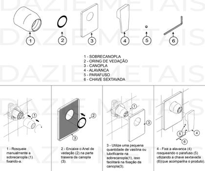 Imagem de Acabamento para Registro Chuveiro Monocomando Misturador Cromado - Dazie Metais