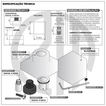 Imagem de Acabamento Para Registro Chuveiro Quadrado Preto Banheiro Padrão Docol