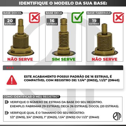 Imagem de Acabamento Para Registro Geral Banheiro 50mm 1.1/2 1.1/4 Quadrado Alavanca Dourado Brilhante Chuveiro Padrão Deca