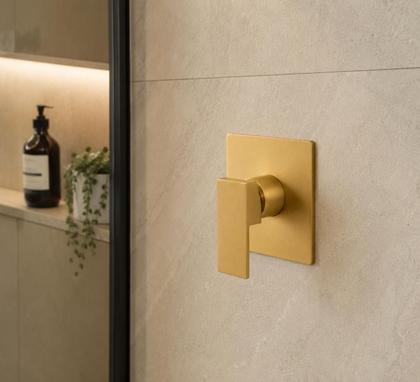 Imagem de Acabamento para registro Monocomando base padrão Deca 4493 Quadrado Alavanca Dourado Fosco Metal Premium