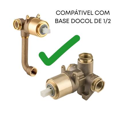 Imagem de Acabamento para registro Monocomando base padrão Docol 1/2 Chuveiro e Ducha Higiênica Quadrado Alavanca Cromado Brilhante Metal