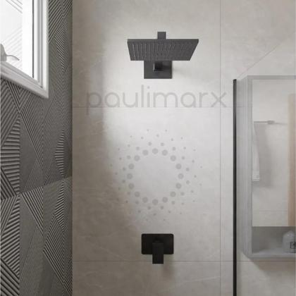 Imagem de Acabamento para registro Monocomando base padrão Docol 3/4 Quadrado Alavanca Preto Fosco Metal