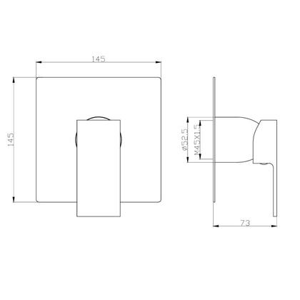 Imagem de Acabamento para registro Monocomando base padrão Docol Quadrado Alavanca Cinza Grafite Metal WJ4994MDDCCZ Linha Madrid