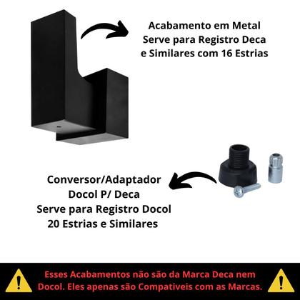Imagem de Acabamento Registro Alavanca Quadrado P/ Base Docol Preto