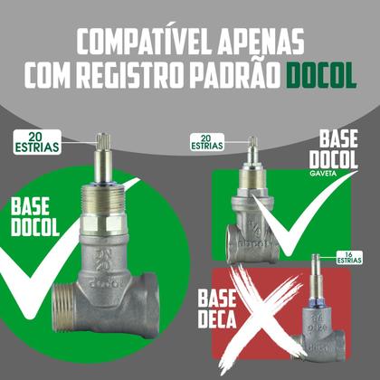 Imagem de Acabamento Registro Base Docol Padrão 20 Estrias de Gaveta ou Pressão Banheiro Chuveiro 1/2 ou 3/4 Quadrado Metal Preto