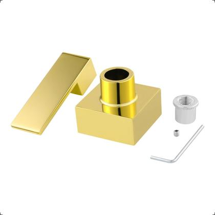 Imagem de Acabamento Registro Base Docol Padrão 20 Estrias de Gaveta ou Pressão Chuveiro 1/2 ou 3/4 Alavanca Dourado Gold