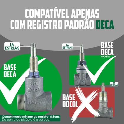 Imagem de Acabamento Registro Geral 50 mm Base Deca Padrão 16 Estrias Pressão 1.1/2 ou 1.1/4 Quadrado Fit Preto