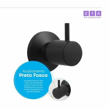 Imagem de Acabamento Registro Metal Preto Fosco 1/2  3/4 Pressão - C90