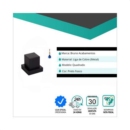 Imagem de Acabamento Registro Quadrado 1/2-3/4 +adaptador Docol Preto