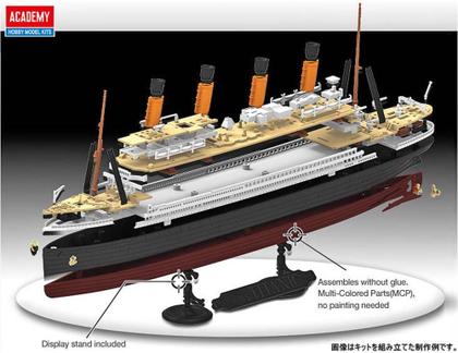 Imagem de Academy 1/1000 R.M.S. Titanic Modelo de Montagem - Branco, Vermelho e Preto